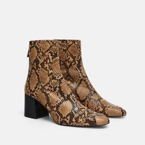 ZARA Animal Print High Heel Ankle Boots 6.5 US